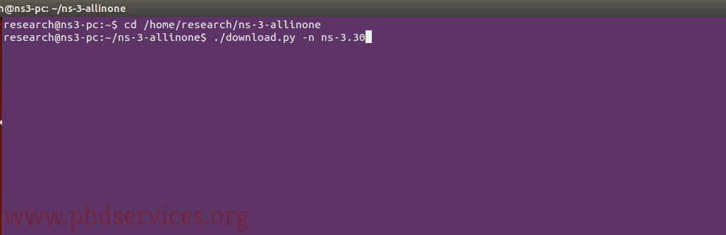 Command to Download Ns-3.30