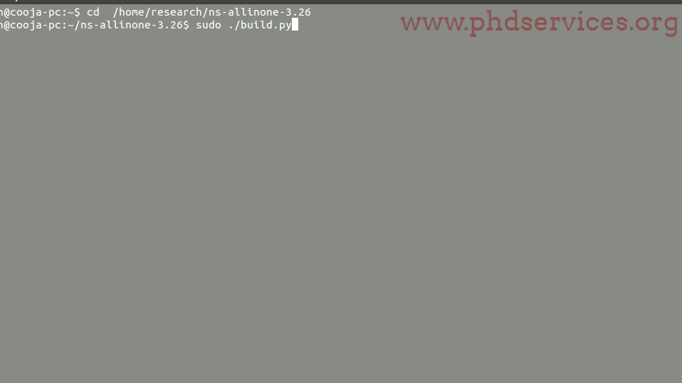 Command Execution to Build Ns3
